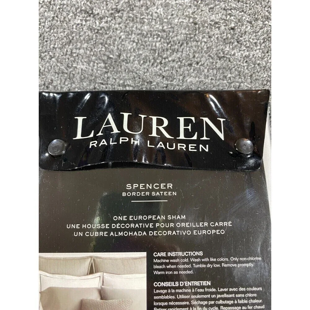 Ralph Lauren European Sham 300 Thread Count Beige SPENCER BORDER SATEEN